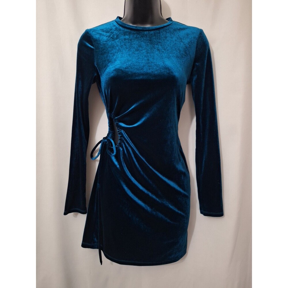 Y2K Xtraordinary Velvet Party Dress XS Long Sleeve Cut Out Gothic Witchy Rave